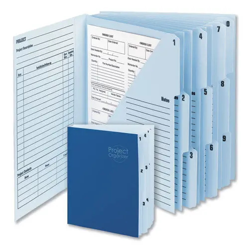 10-Pocket Project Organizer, 10 Sections, 1-3-Cut Tab, Letter Size, Lake Blue-Navy Blue 1
