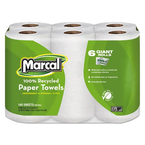 100% Recycled Roll Towels, 2-Ply, 5 1-2 X 11, 140-Roll, 24 Rolls-Carton 1