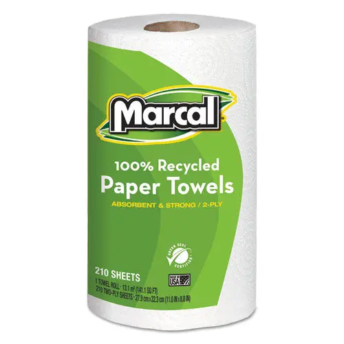 100% Recycled Roll Towels, 2-Ply, 8.8 X 11, 210 Sheets, 12 Rolls-Carton 1