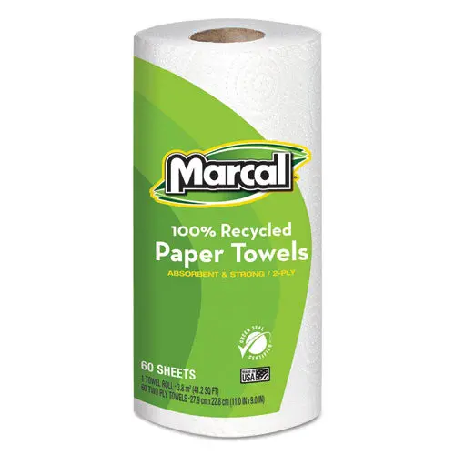 100% Recycled Roll Towels, 2-Ply, 9 X 11, 60 Sheets, 15 Rolls-Carton 1