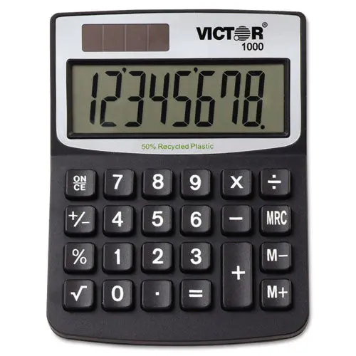 1000 Minidesk Calculator, Solar-Battery, 8-Digit Lcd 1