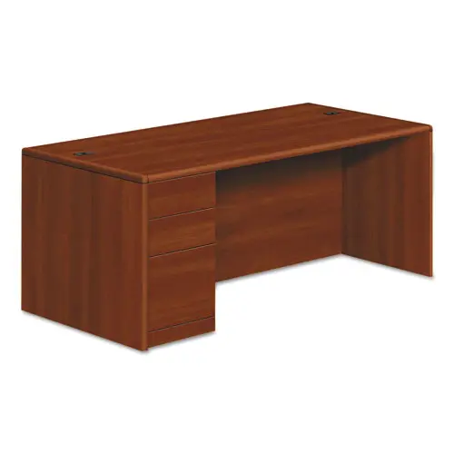 10700 Series Single Pedestal Desk, Full Left Pedestal, 72W X 36D X 29.5H, Cognac 1