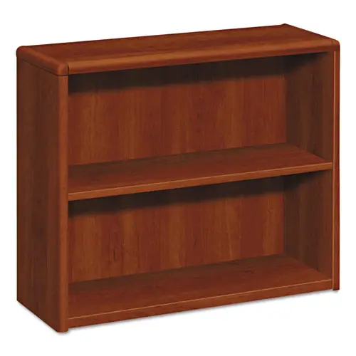 10700 Series Wood Bookcase, Two Shelf, 36W X 13 1-8D X 29 5-8H, Cognac 1
