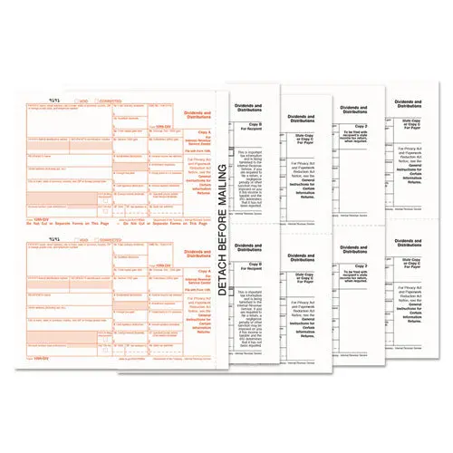 1099-Div Tax Forms, 5-Part, 5 1-2 X 8, Inkjet-Laser, 24 1099S And 1 1096 1