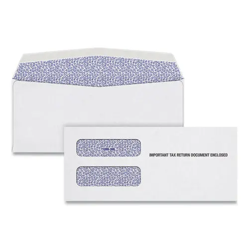 1099 Double Window Envelope, Commercial Flap, Gummed Closure, Contemporary Seam, 3.75 X 8.75, White, 24-Pack 1