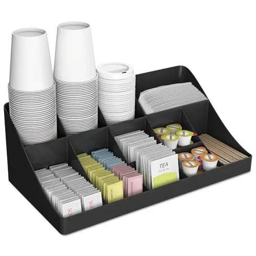 11-Compartment Coffee Condiment Organizer, 18 1-4 X 6 5-8 X 9 7-8, Black 1