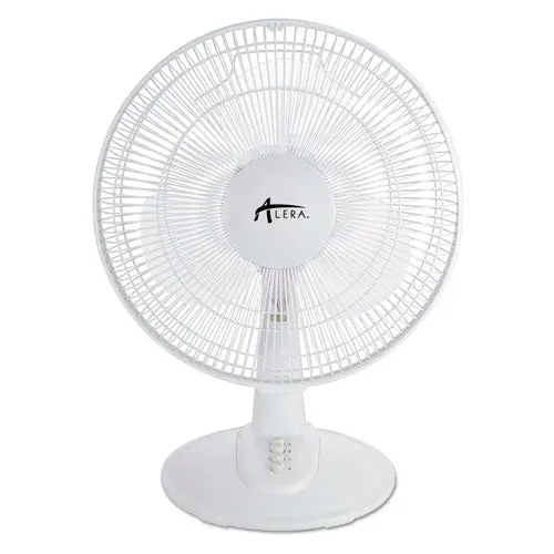 12" 3-Speed Oscillating Desk Fan, Plastic, White 1