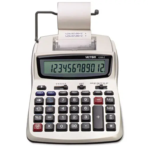 1208-2 Two-Color Compact Printing Calculator, Black-Red Print, 2.3 Lines-Sec 1