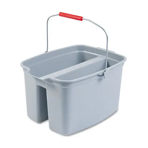 19 Quart Double Utility Pail, 18 X 14 1-2 X 10, Gray Plastic 1