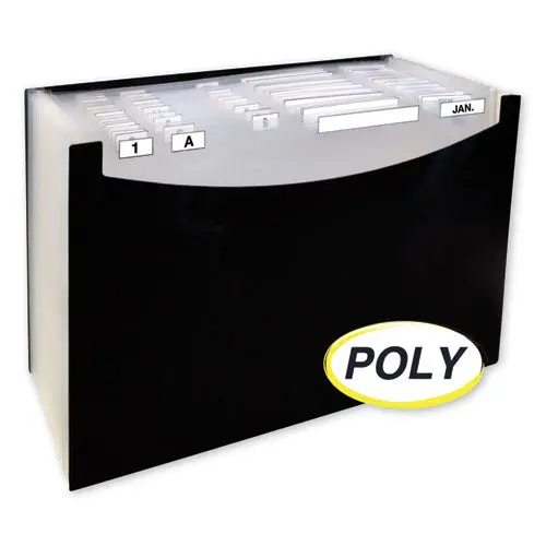 21-Pocket Stand-Up Design Expanding File, 12" Expansion, 21 Sections, 1-21-Cut Tab, Legal Size, Black 1
