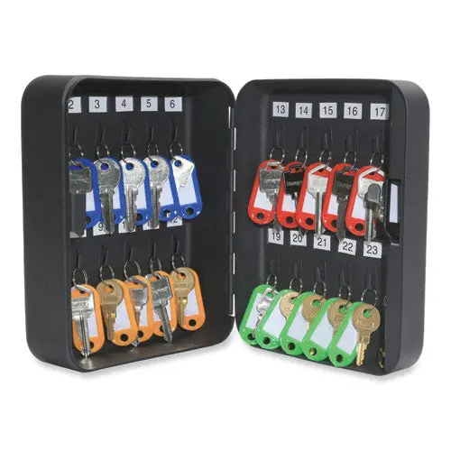 24-Slot Key Box, 6.3 X 2.9 X 7.8, Steel, Black 1