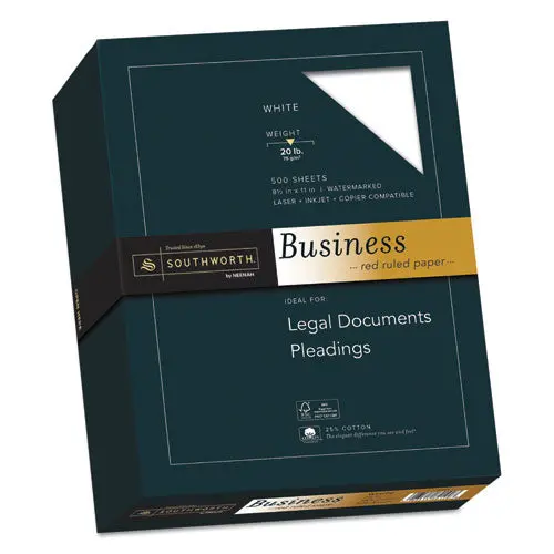 25% Cotton Business Paper, 95 Bright, 20 Lb, 8.5 X 11, White, 500-Ream 1