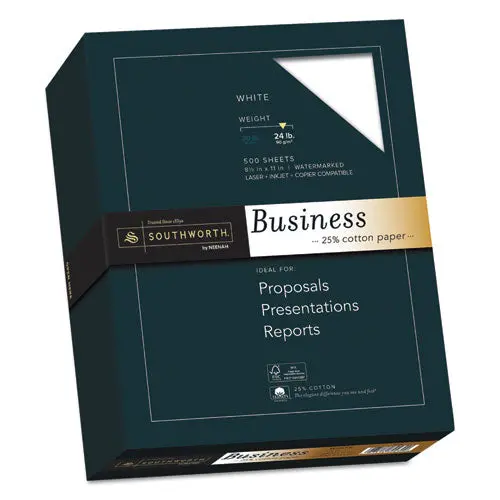 25% Cotton Business Paper, 95 Bright, 24 Lb, 8.5 X 11, White, 500-Ream 1