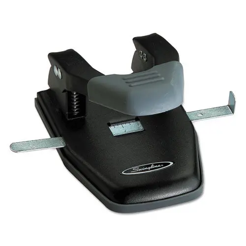 28-Sheet Comfort Handle Steel Two-Hole Punch, 1-4" Holes, Black-Gray 1