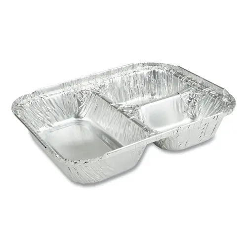 3-Compartment Oblong Aluminum Foil Container, 23 Oz, 6.56 X 8.69 X 1.81, Silver, 500-Carton 1