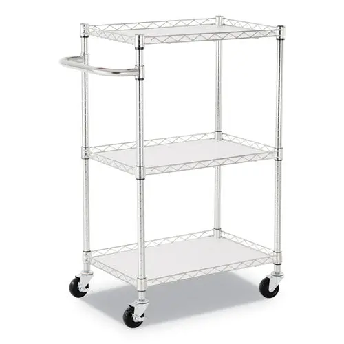 3-Shelf Wire Cart With Liners, 24W X 16D X 39H, Silver, 500-Lb Capacity 1