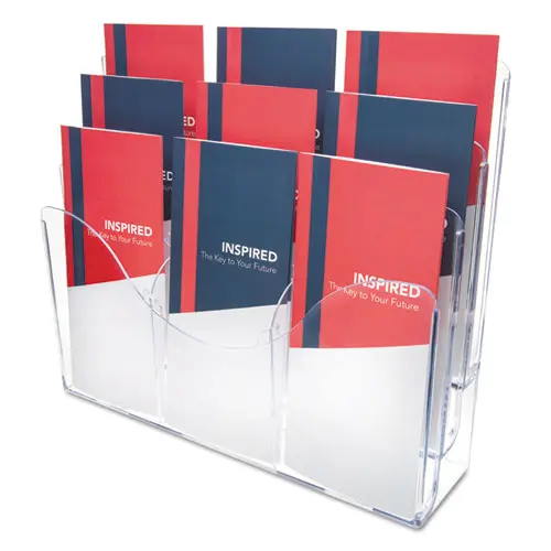 3-Tier Document Organizer W-6 Removable Dividers, 14W X 3.5D X 11.5H, Clear 1