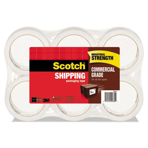 3750 Commercial Grade Packaging Tape, 3" Core, 1.88" X 54.6 Yds, Clear, 6-Pack 1