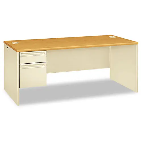 38000 Series Left Pedestal Desk, 72W X 36D X 29.5H, Harvest-Putty 1