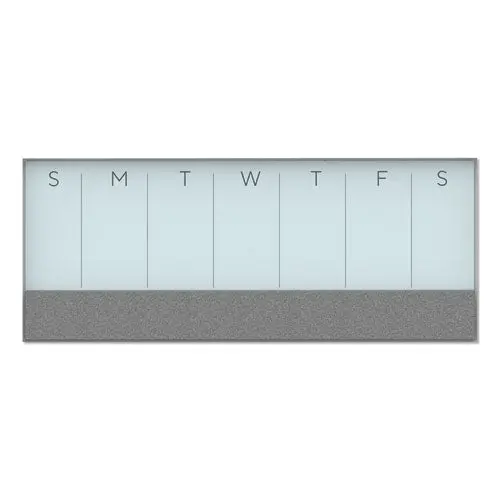 3N1 Magnetic Glass Dry Erase Combo Board, 35 X 14.25, Week View, White Surface And Frame 1