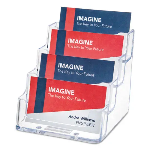 4-Pocket Business Card Holder, 200 Card Cap, 3 15-16 X 3 3-4 X 3 1-2, Clear 1