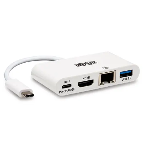 4K Dock With Charging And Ethernet, Usb C-4K Hdmi-Usb A-Pd Charging, White 1