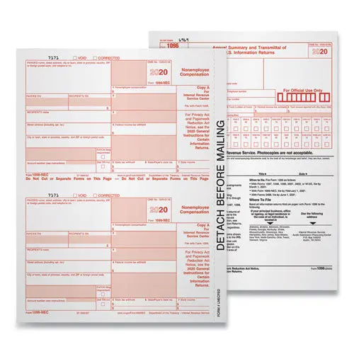5-Part 1099-Nec Tax Forms, 8.5 X 11, 50-Pack 1