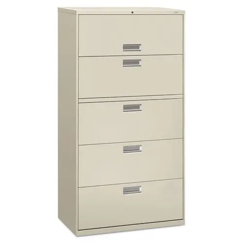 600 Series Five-Drawer Lateral File, 36W X 18D X 64.25H, Light Gray 1