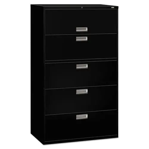 600 Series Five-Drawer Lateral File, 42W X 18D X 64.25H, Black 1