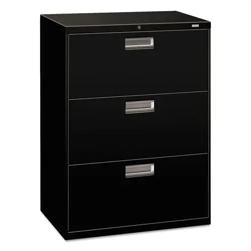 600 Series Three-Drawer Lateral File, 30W X 18D X 39.13H, Black 1