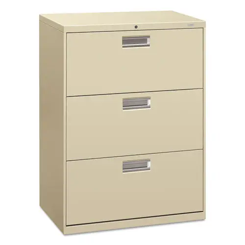 600 Series Three-Drawer Lateral File, 30W X 18D X 39.13H, Putty 1