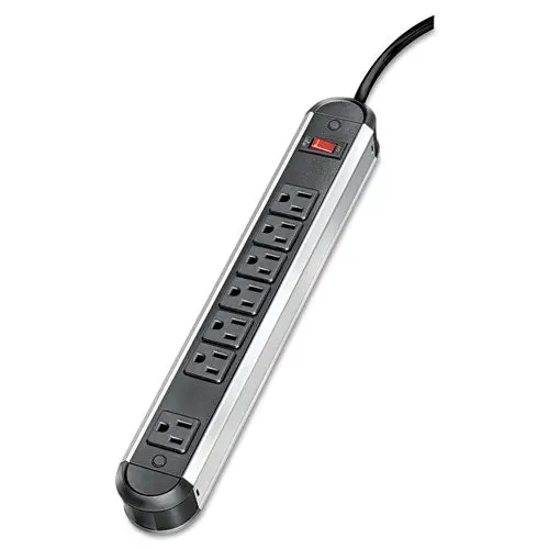 7-Outlet Metal Power Strip,125V, 12 Ft Cord, 2.13 X 14.25 X 1.75, Black-Silver 1