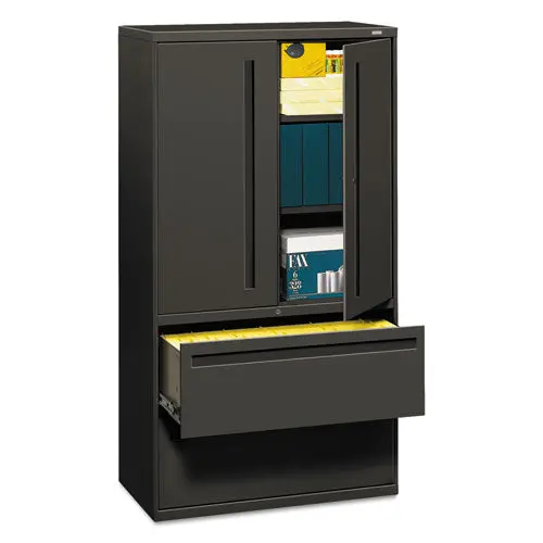 700 Series Lateral File With Storage Cabinet, 36W X 18D X 64.25H, Charcoal 1