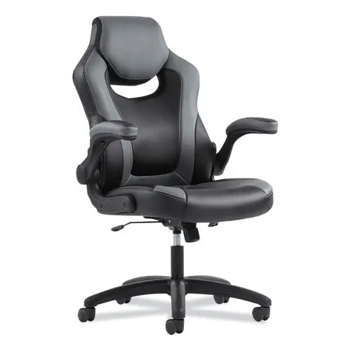 9-One-One High-Back Racing Style Chair With Flip-Up Arms, Supports Up To 225 Lbs., Black Seat-Gray Back, Black Base 1