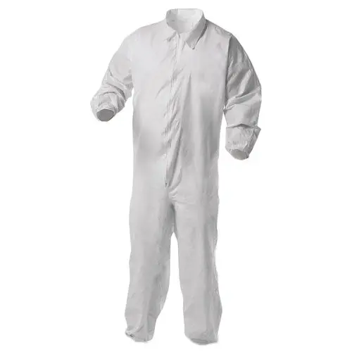 A35 Liquid And Particle Protection Coveralls, Zipper Front, Elastic Wrists And Ankles, 2X-Large, White, 25-Carton 1