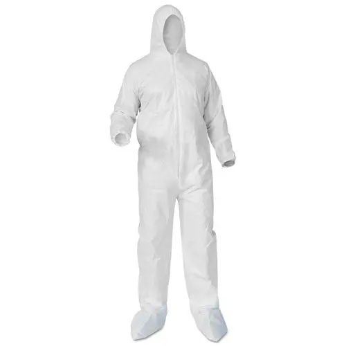 A35 Liquid And Particle Protection Coveralls, Zipper Front, Hood-Boots, Elastic Wrists-Ankles, 4X-Large, White, 25-Carton 1