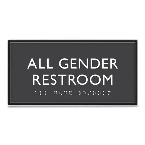 Ada Sign, All Gender Restroom, Plastic, 4 X 4, Clear/White 1