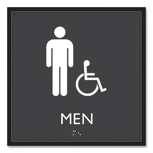 Ada Sign, Men Accessible, Plastic, 8 X 8, Clear/White 1