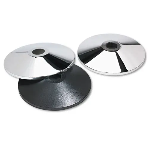 Adjusta-Tape Crowd Control Stanchion Base Only, Chrome, 14" Diameter, Silver, 2-Box 1