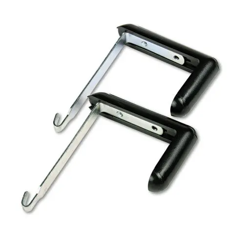 Adjustable Cubicle Hangers, 1 1-2" - 3" Panels, Aluminum-Black, 2-Set 1