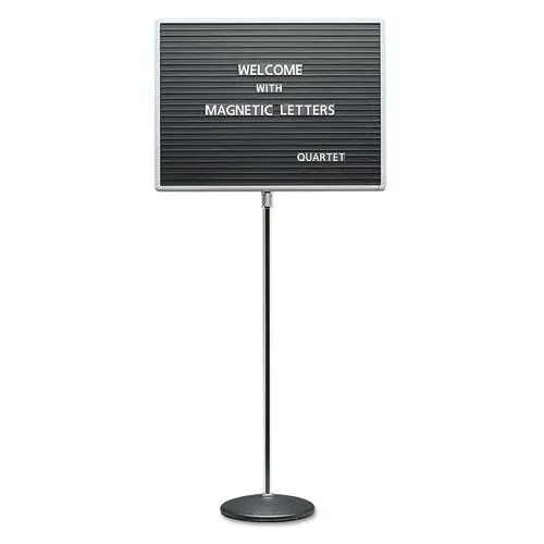 Adjustable Single-Pedestal Magnetic Letter Board, 24 X 18, Black, Gray Frame 1