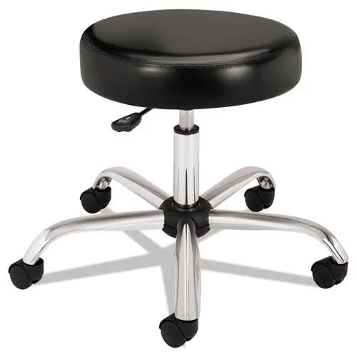 Adjustable Task-Lab Stool Without Back, 22" Seat Height, Supports Up To 250 Lbs., Black Seat, Steel Base 1