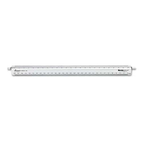 Adjustable Triangular Scale Aluminum Engineers Ruler, 12", Silver 1
