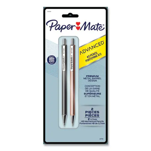 Advanced Mechanical Pencils, Hb (#2), 0.7 Mm, Black Lead, Gun Metal Gray; Rose Gold Barrel, 2-Pack 1