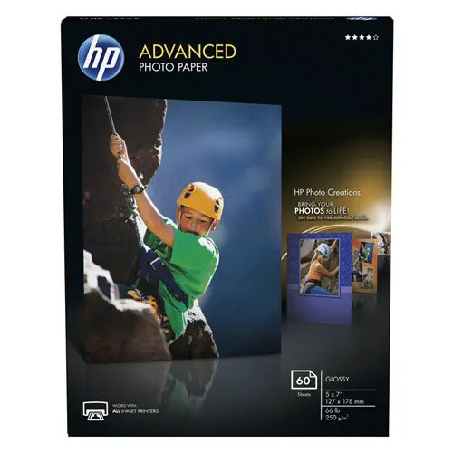 Advanced Photo Paper, 10.5 Mil, 5 X 7, Glossy White, 60-Pack 1