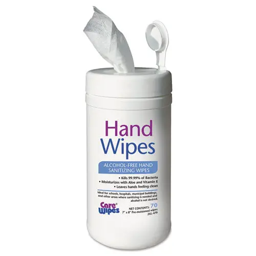 Alcohol Free Hand Sanitizing Wipes, 7 X 8, White 1