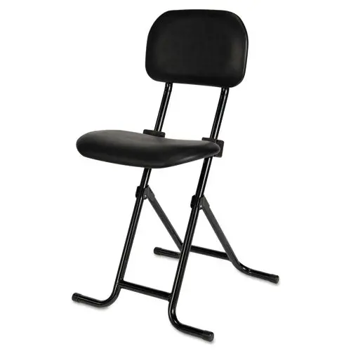 Alera Il Series Height-Adjustable Folding Stool, 27.5" Seat Height, Supports Up To 300 Lbs., Black Seat-Back, Black Base 1