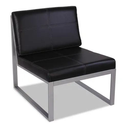 Alera Ispara Series Armless Chair, 26.38" X 31.13" X 30", Black Seat-Black Back, Silver Base 1