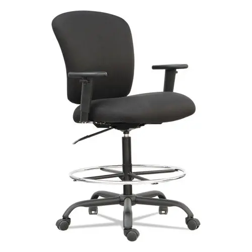 Alera Mota Series Big And Tall Stool, 32.67" Seat Height, Supports Up To 450 Lbs, Black Seat-Black Back, Black Base 1