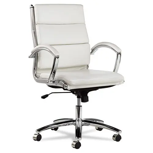 Alera Neratoli Mid-Back Slim Profile Chair, Supports Up To 275 Lbs, White Seat-White Back, Chrome Base 1
